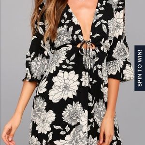 NWOT Black & white floral dress